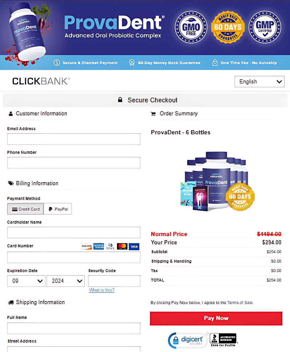 ProvaDent order page